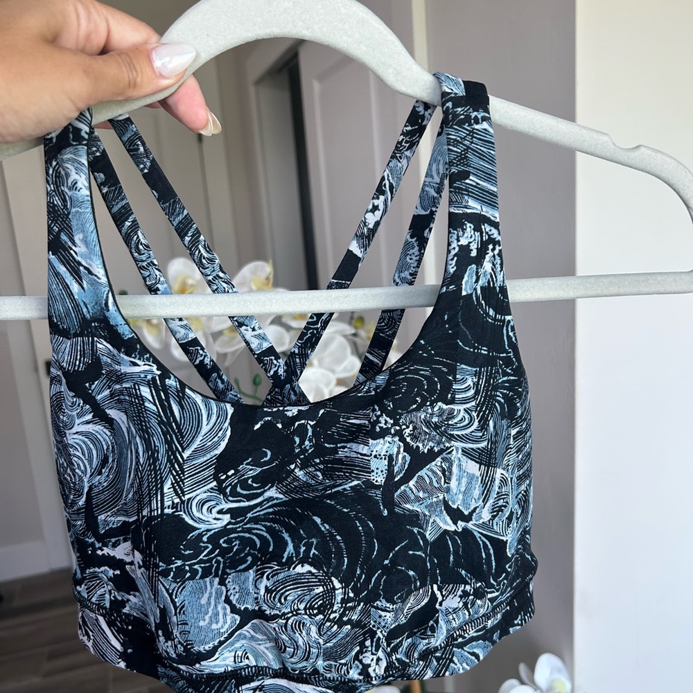 Lululemon blue and white racerback sports bra size 8